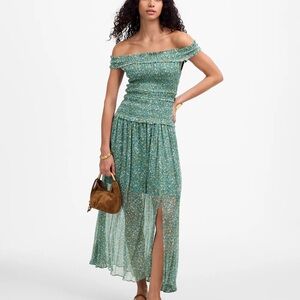 Madewell Smocked Off-Shoulder Dress in Floral NWT Size 2